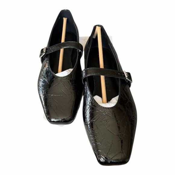 Katy Perry Evie Mary Jane Flats Black Patent Embossed Leaf Buckle Shoes 8 NIB - Picture 3 of 12